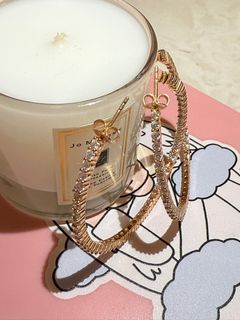 Michael Kors純銀玫瑰金耳圈大耳環Sterling Silver S925 Rose Gold Crystal Hoop Earrings64240421191171110