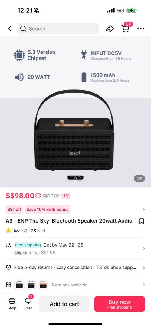 Mini Bluetooth Portable speaker (Category: Portable Music Players) located in Singapore. Submitted by wtan4538 (Listing ID 1370228362, Image 1). Description: .