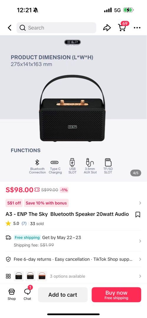 Mini Bluetooth Portable speaker (Category: Portable Music Players) located in Singapore. Submitted by wtan4538 (Listing ID 1370228362, Image 3). Description: .