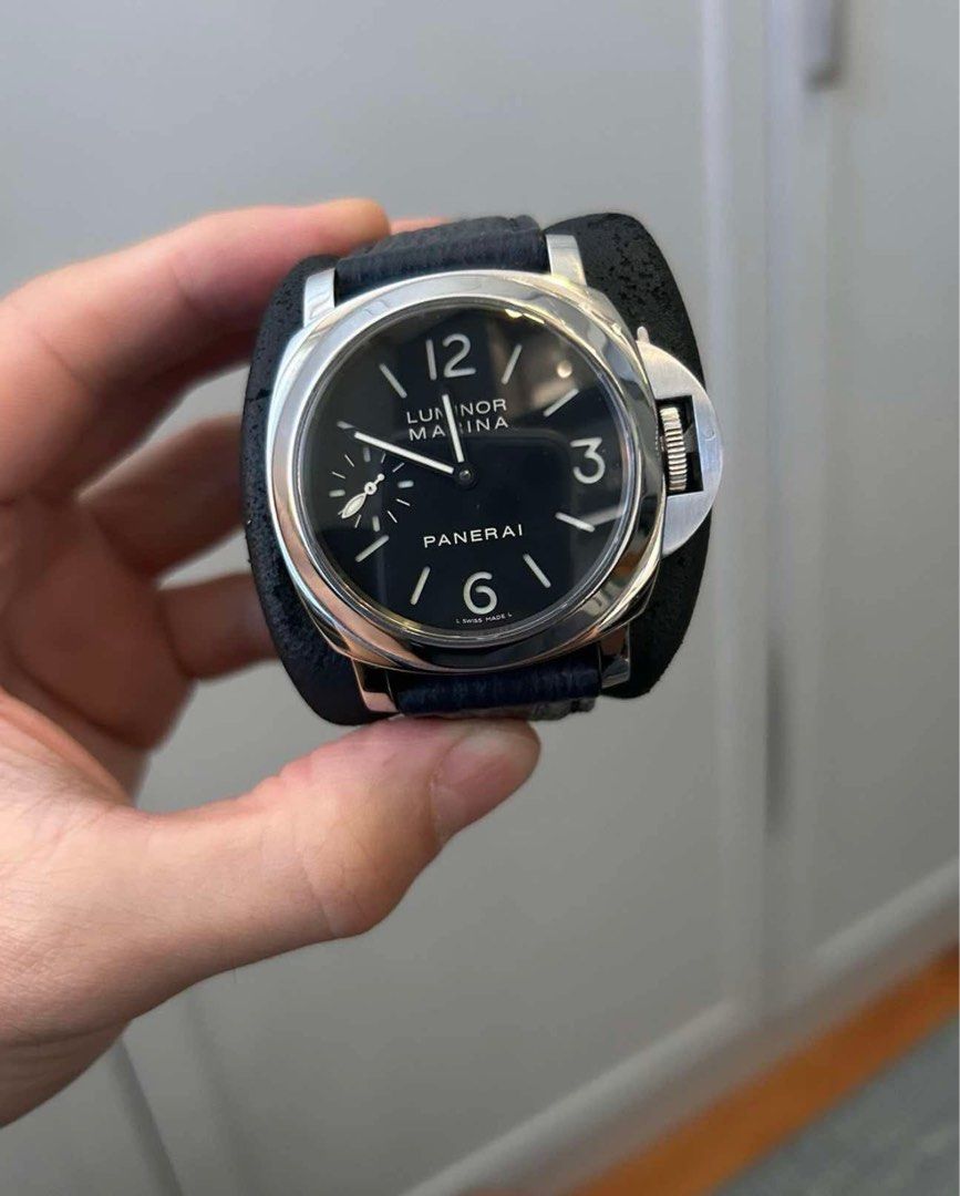 Panerai Pam 111 G series (Category: Luxury Watches) located in Manila. Submitted by caroerion97397 (Listing ID 1370156331, Image 1). Description: Up for sale is the renowned G series PAM 111 with sandwich dial and “PANERAI” “Modern” Brushed Crown-guard Manual wind Brand: Panerai Model: Luminor Marina Reference Number: PAM 111 Movement: Mechanical manual wind, 17 jewels, 56 hours reserve Caliber: Panerai OP XI Case Material: Steel Diameter: 44mm T