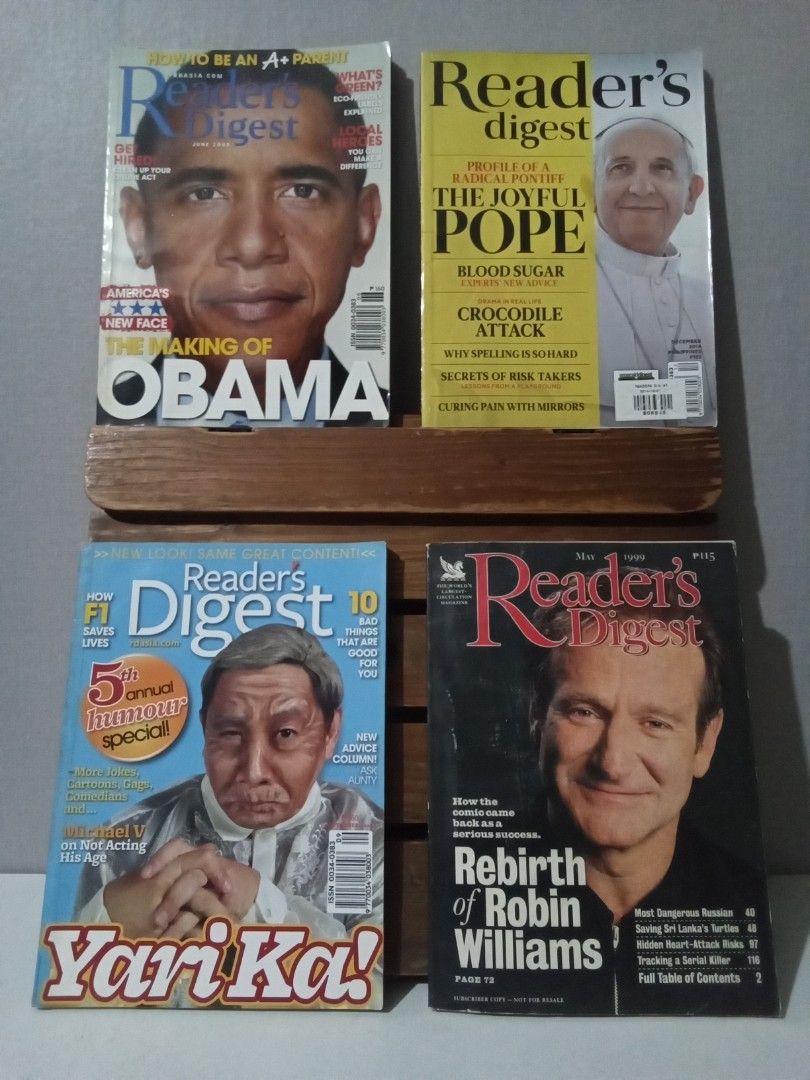 Reader's Digest Magazine bundle #2 (Category: Magazines) located in Manila. Submitted by astronoodlez (Listing ID 1370229036, Image 1). Description: 60 each 300 take all 6 pcs Feel free to ask questions about the item.