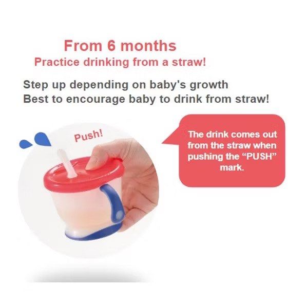 Ritchell Training Straw Cup (Category: Weaning & Toddler Feeding) located in Quezon City. Submitted by joaannelopez (Listing ID 1370149285, Image 3). Description: - New Japanese Technology for helping Moms train babies to drink from straw and eventually transition to drinking directly from mug. - Push button feature to generate water flow helps babies drink from straw. - Ellipse straw helps babies drink comfortably. - Spill-proof and excellent se