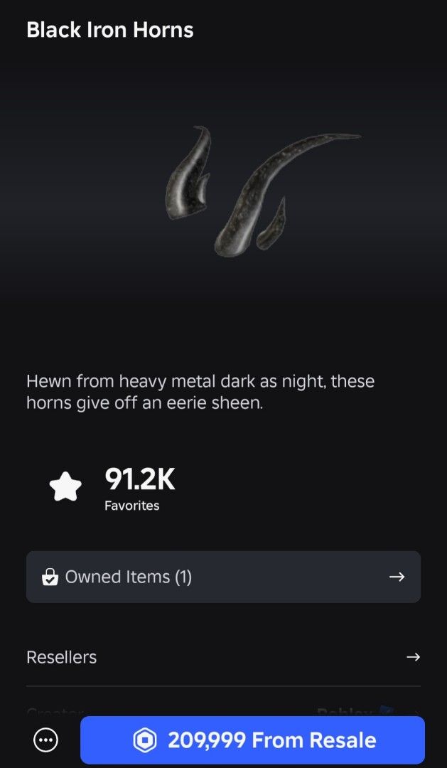 Roblox Black Iron Horns Video Gaming Gaming Accessories In Game Roblox Black Iron Horns 1747733932 237e512e Progressive 