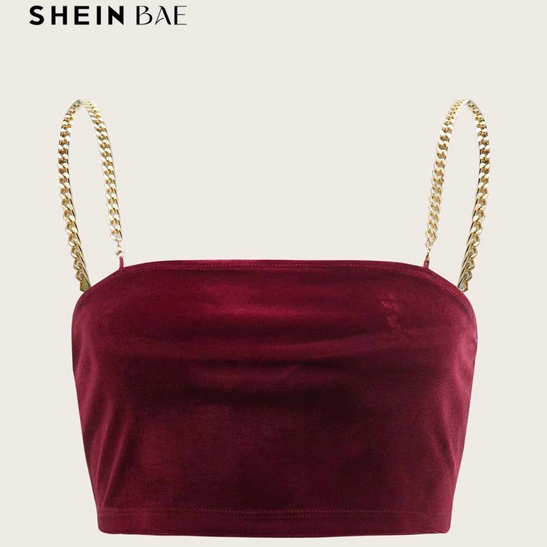Shein velvet tube (Category: Others Tops) located in Binan City. Submitted by preloved.cara (Listing ID 1370153483, Image 1). Description: xs-small.