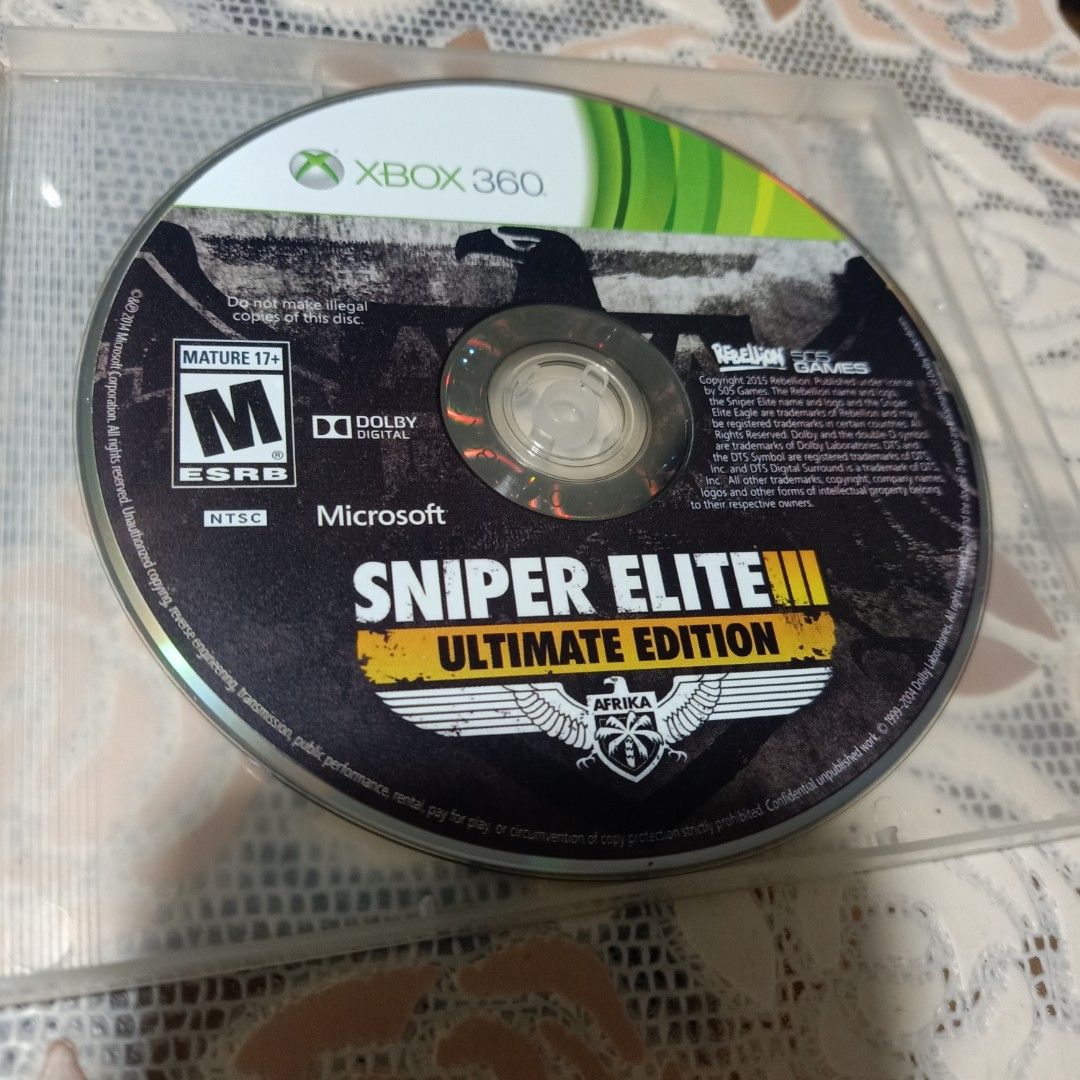 Sniper elite 3 xbox 360 ntsc (Category: Xbox) located in Manila. Submitted by cruzivanpatrick (Listing ID 1370073022, Image 1). Description: xbox 360 game replacement case only tested working on xbox 360 slim pal meet up lrt 1 abad santos station deliver kayo mag book g cash or abono rider service shipping payment first lbc or jrs thanks carousell.