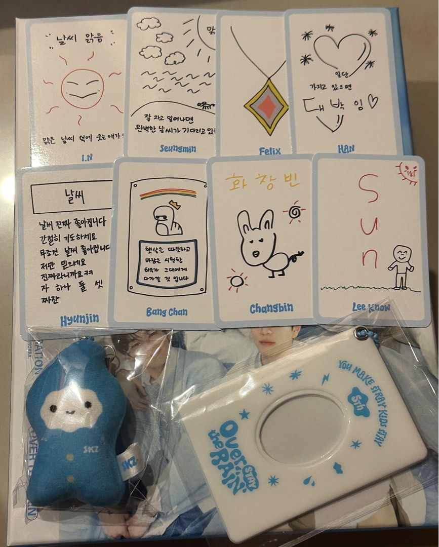 Stray Kids Photocard (Category: K-Wave) located in Sungai Buloh. Submitted by hhj09 (Listing ID 1370223746, Image 1). Description: Hand-drawn pc - RM10/set Weather fairy keyring - RM8 PVC wallet- RM10.