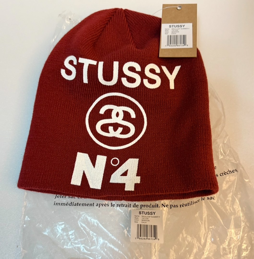 stussy SKULLCAP NUMBER 4 マルーンmaroon