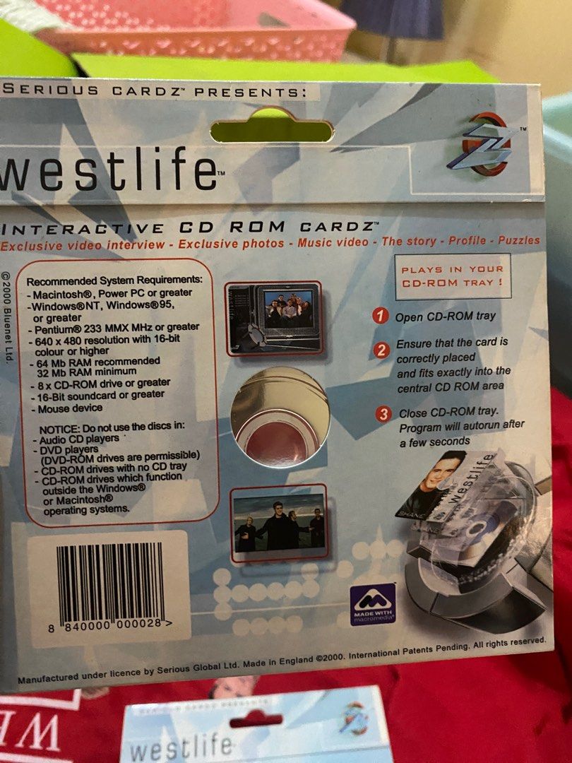 Westlife Interactive CD Rom Cards (Category: CDs & DVDs) located in Quezon City. Submitted by shopcjv (Listing ID 1370138075, Image 2). Description: ✅2 SETS AVAILABLE: 👉1 Set of 5 NEW/SEALED is Php5000 👉1 Set of 5 OPEN/UNSEALED/USED is Php2500 including na ung pencil case and notepad Super RARE nitooo get nyo na Released in year 2000 Perfect sa mga collectors Meron itong mga exclusive videos I have other westlife stuff please check my other lis