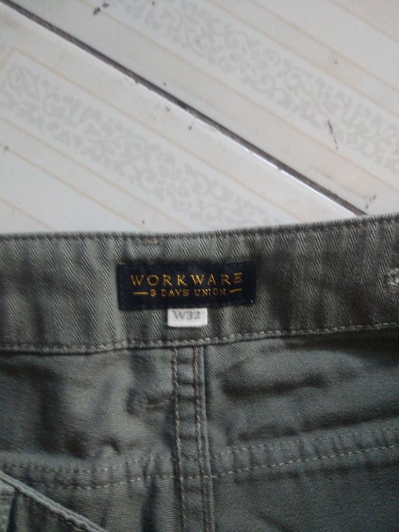 Workware OD HBT P44 Pant 32 actual (Category: Trousers) located in Pasay City. Submitted by denimdude.ph (Listing ID 1370110430, Image 3). Description: altered length.
