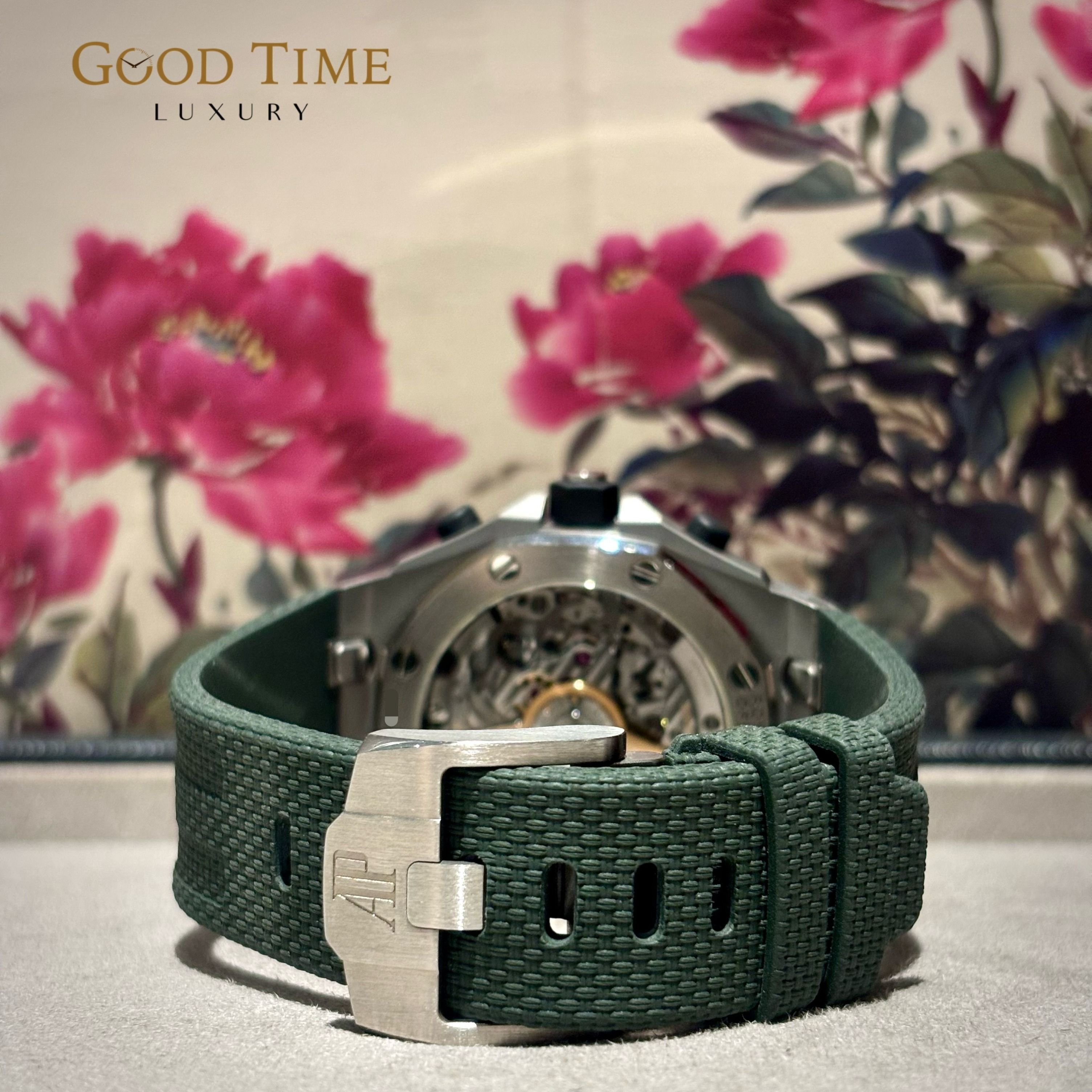 2022 Audemars Piguet Offshore 42 Green Titanium 26238TI.OO.A056CA.01 26238TI (Category: Watches) located in Singapore. Submitted by goodtimeluxury (Listing ID 1370298764, Image 2). Description: Brand: Audemars Piguet Model: Offshore 42 Green Titanium 26238TI.OO.A056CA.01 26238TI Year: 2022 Box and Papers: Yes Description: Unpolished Very Mint Condition, Retails $57600 Payment mode: - Bank Transfer, Paynow, Cash - Additional 2.5% for one time cred