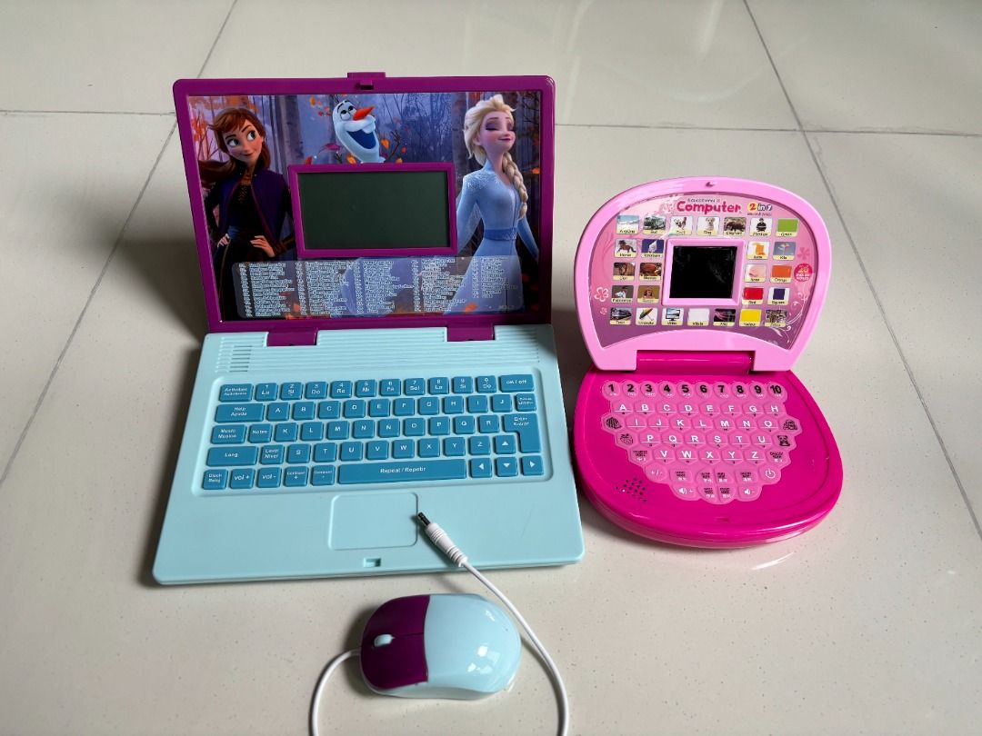 $30 for 2 toy girl pink blue LEXiBOOK Disney Frozen computer Laptop ...