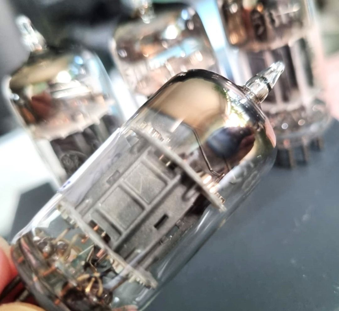 5814 / 12au7 GE Pewter Plates x 4 | Good Strength Close Match | Black Plates, D-Getter | You don't know tubes until you hear this, seriously. (Category: Soundbars, Speakers & Amplifiers) located in Singapore. Submitted by soundgasm (Listing ID 1370252984, Image 2). Description: For tube amplifiers and preamplifiers. All tubes are tested and measured. This is the GE 5814, military grade, very very rare. The 5814 is a military specification for the
