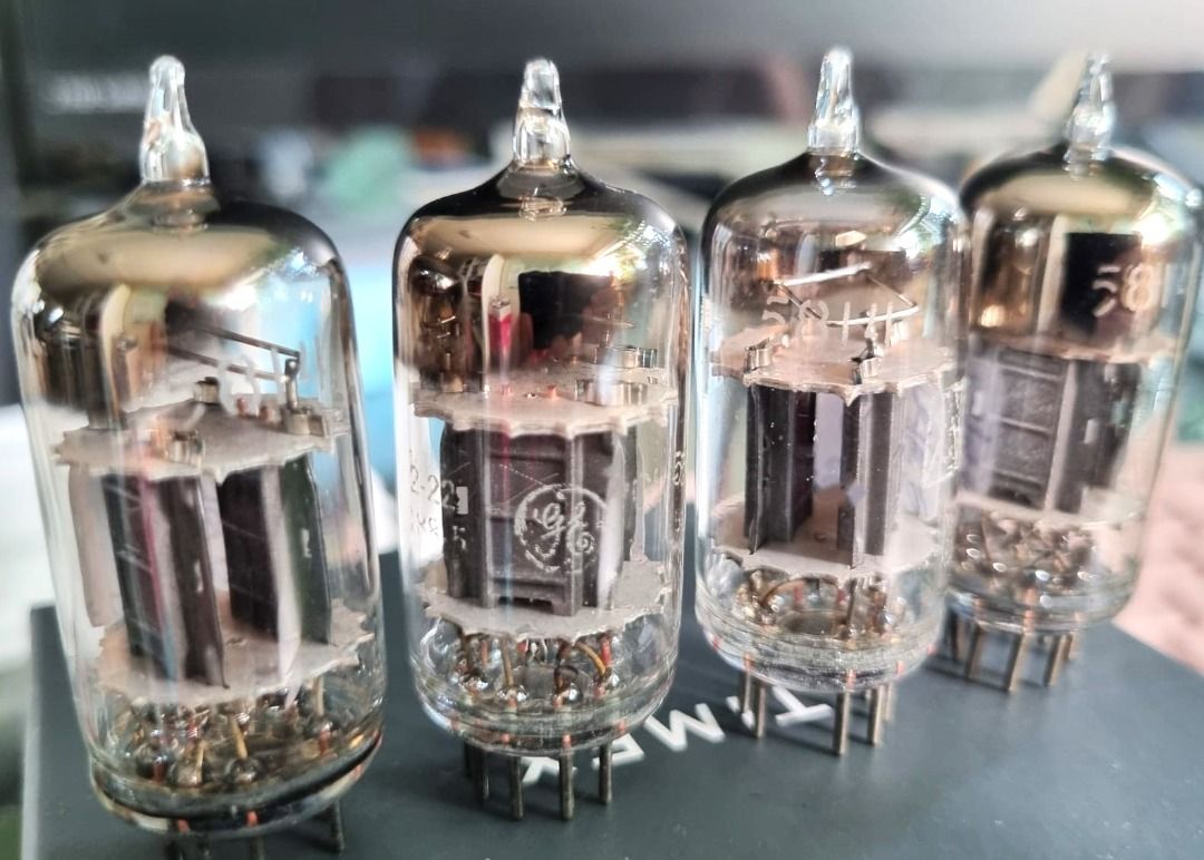 5814 / 12au7 GE Pewter Plates x 4 | Good Strength Close Match | Black Plates, D-Getter | You don't know tubes until you hear this, seriously. (Category: Soundbars, Speakers & Amplifiers) located in Singapore. Submitted by soundgasm (Listing ID 1370252984, Image 1). Description: For tube amplifiers and preamplifiers. All tubes are tested and measured. This is the GE 5814, military grade, very very rare. The 5814 is a military specification for the