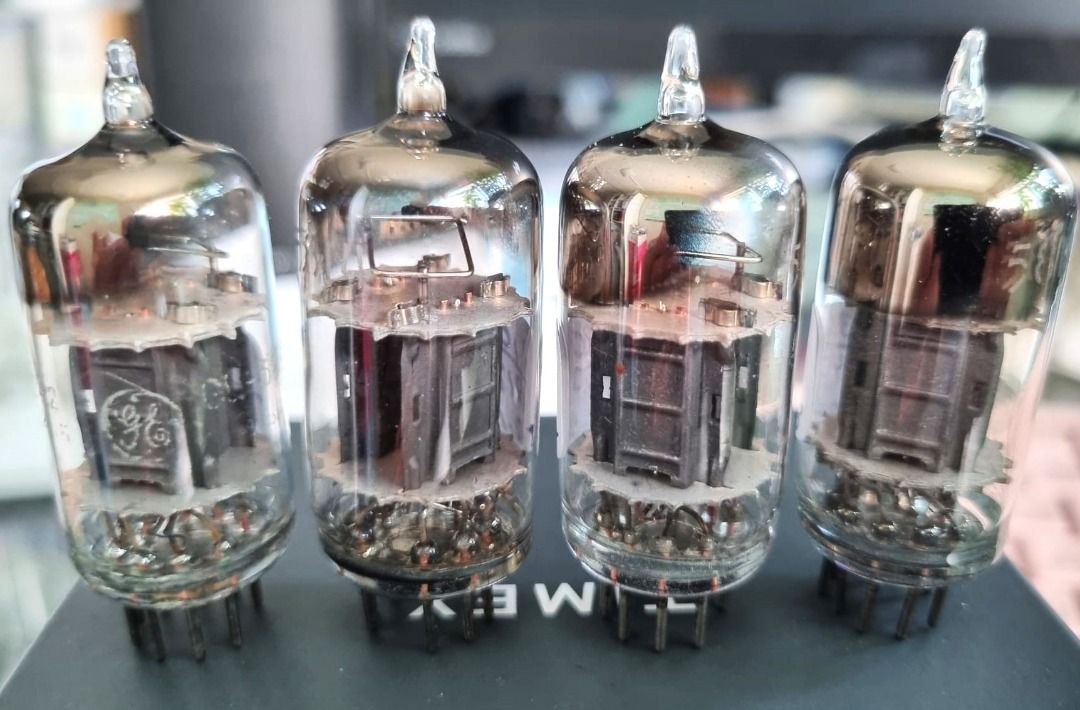 5814 / 12au7 GE Pewter Plates x 4 | Good Strength Close Match | Black Plates, D-Getter | You don't know tubes until you hear this, seriously. (Category: Soundbars, Speakers & Amplifiers) located in Singapore. Submitted by soundgasm (Listing ID 1370252984, Image 3). Description: For tube amplifiers and preamplifiers. All tubes are tested and measured. This is the GE 5814, military grade, very very rare. The 5814 is a military specification for the