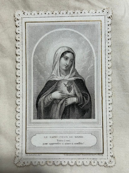 Antique French Lace Holy Card (The Sacred Heart of Mary), Hobbies ...