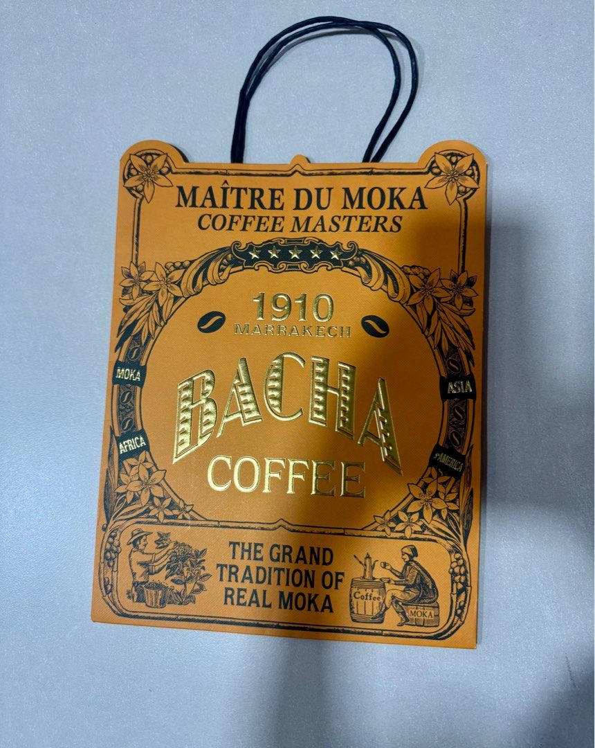 Bacha Coffee paper bag big size (Category: Everything Else Others) located in Manila. Submitted by chinchinshaven (Listing ID 1370288002, Image 1). Description: Size: Width 26cm Height 32.5cm Depth 13.5cm.
