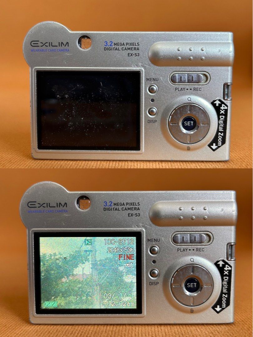 Casio exilim ex-s3 digicam (Category: Cameras) located in Las Pinas. Submitted by pl4y_it_4g4in (Listing ID 1370352312, Image 3). Description: Used Good working condition Issue •hazy output •warped screen Pls check photos for cosmetic condition With battery only Flash working Zoom working All buttons working Video working Mic working Speaker working.