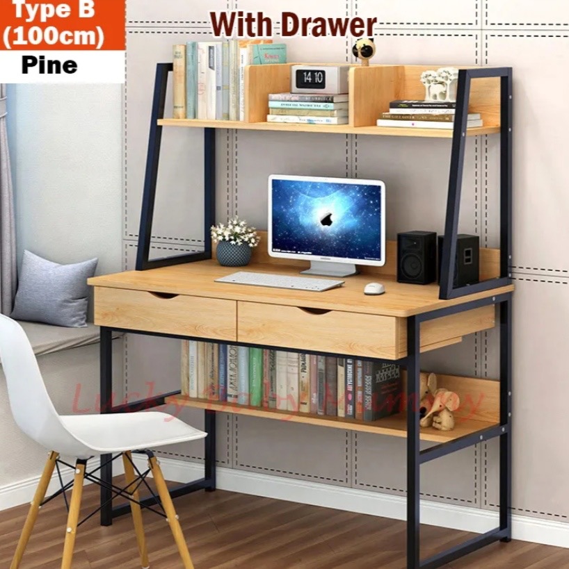 Computer Table With Shelf | Study Table With Drawer | Office Table With ...