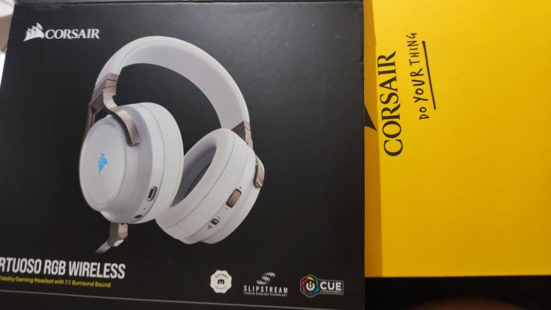 Corsair Virtuoso RGB Wireless (Category: Headphones & Headsets) located in Pasig City. Submitted by tammie29 (Listing ID 1370358236, Image 1). Description: Corsair Headset with Microphone bought mid 2024 for 8k.