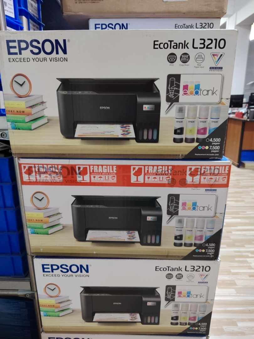 Epson L3210 Printer 3-in-1(print, scan and copy) (Category: Printers, Scanners & Copiers) located in Binan City. Submitted by chloe_sales (Listing ID 1370270631, Image 1). Description: Epson L3210 Printer 3-in-1(print, scan and copy) Price: Php 6,200 ✅ refurbished unit ✅ Print, scan and copy printer ✅ 3mos warranty ✅ Less than 100-200 used pages only for testing ✅ Pwedeng magprint upto long size paper ✅ Scan and copy upto A4 size only ✅ With dye 