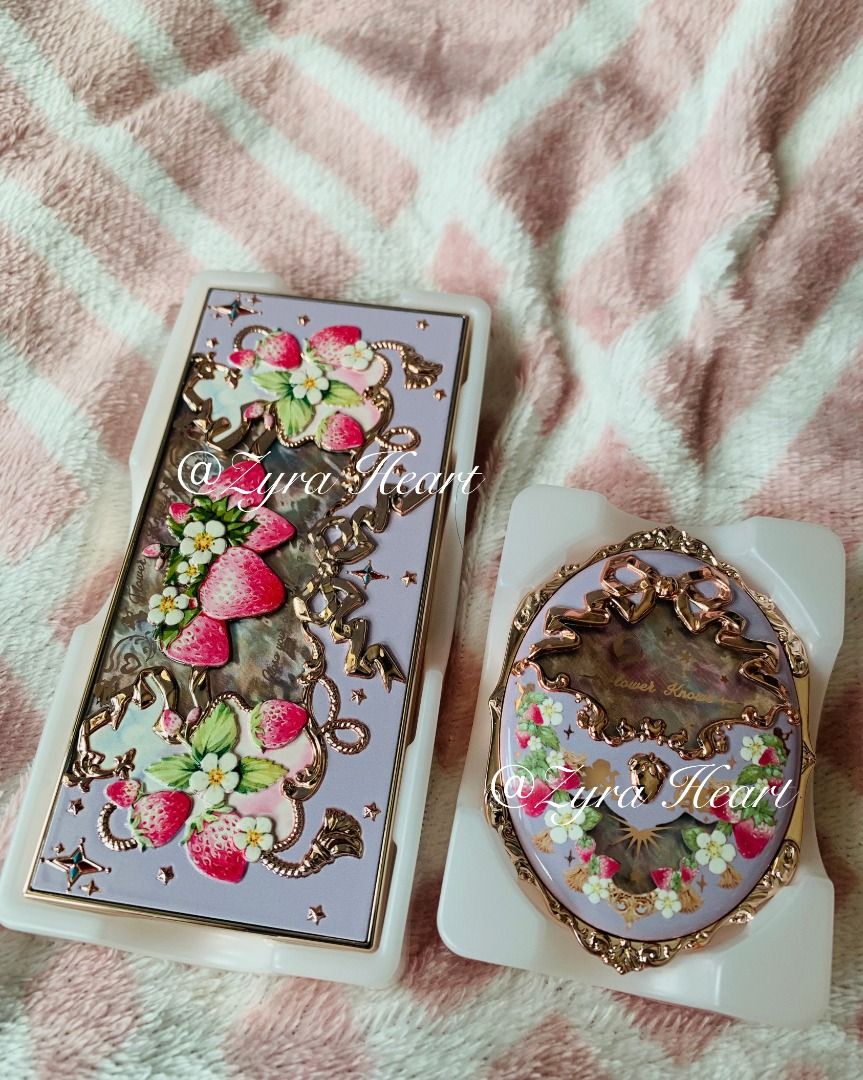 Flower Knows Violet Strawberry Rococo Eyeshadow Palette & Blush BUNDLE (Category: Makeup) located in Quezon City. Submitted by matchaislove (Listing ID 1370288731, Image 1). Description: BRAND NEW! 1500 NALANG FOR BOTH LOC: E. Rod, QC.