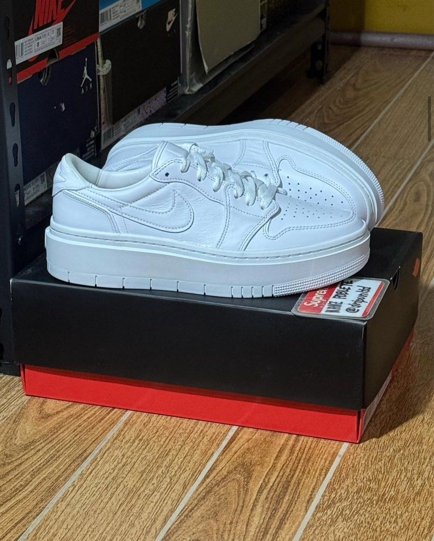 Jordan 1 Low Elevate Triple White (Category: Sneakers) located in Mandaluyong City. Submitted by dripunltd (Listing ID 1370369881, Image 1). Description: Jordan 1 Low Elevate Triple White Size 9.5W (8 Mens) Brand New 2,999.