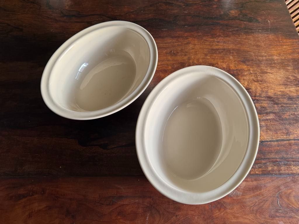 Large beige/bone ceramic salad bowls, serving plates (Category: Dinnerware & Cutlery) located in Marikina City. Submitted by chairladder (Listing ID 1370370965, Image 3). Description: Two (2) pieces of very large, clean salad bowls 13" long, 10.5" wide 3.5" deep New Old Stock. Purchased in the UK, stored. Excellent condition, no cracks, chips. Payment by cash, GCash or bank transfer - BDO, BPI & Metrobank. Thanks for looking!.