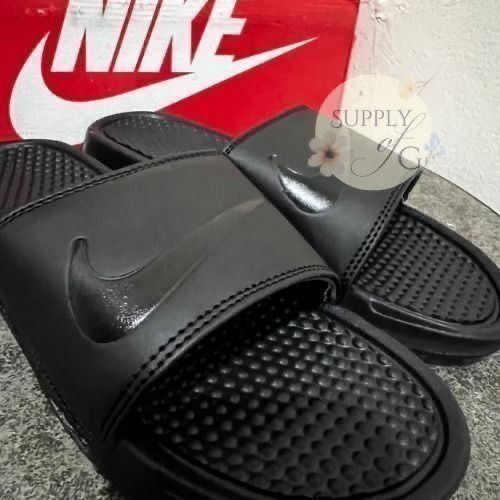 Nike Black Swoosh Benassi Slide Sandal Slippers, Fesyen Pria