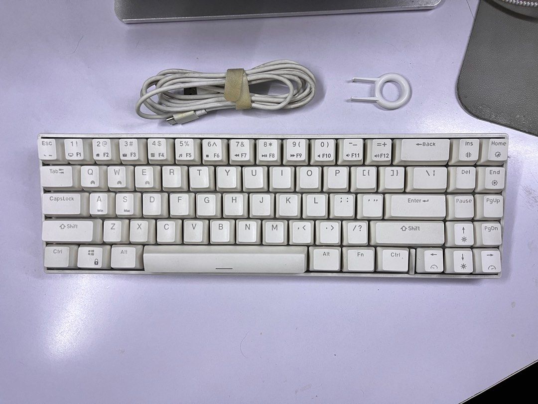 RK71 Keyboard (Category: Computer Keyboard) located in Quezon City. Submitted by msamval (Listing ID 1370353509, Image 1). Description: RK71 Keyboard - not hotswappable - brown switches - used only for school - complete with manual & box inclusions - type c, magnetic stand & keycap puller Flaw: missing rubber sole (check pic) Rfs: upgraded.