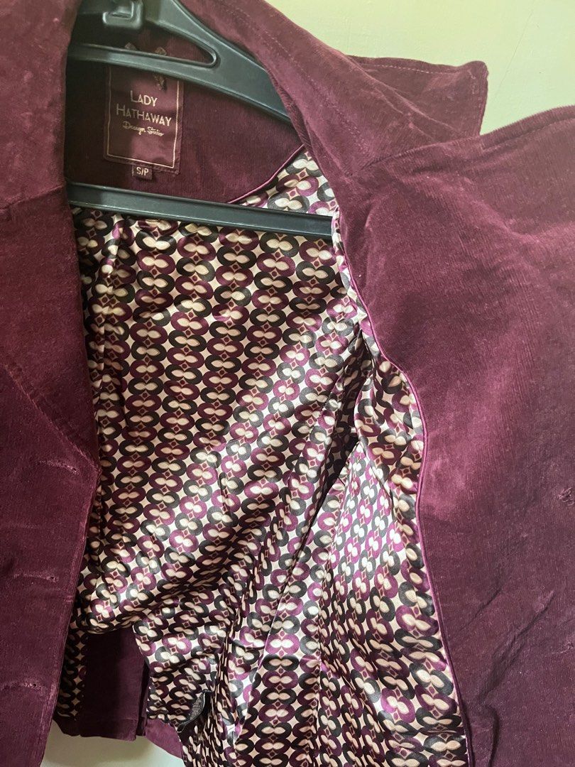 Vintage Coat / suit (Category: Coats, Jackets and Outerwear) located in Muntinlupa City. Submitted by firstborns (Listing ID 1370280135, Image 3). Description: ✅ Corduroy / semi- velvet finish ✅ 95% cotton; 5% spandex ✅ Used only once; shows proof of storage ✅ See benchmark price ($42) in last photo ✅ Measurements are estimates only. Please allow margin of error. .