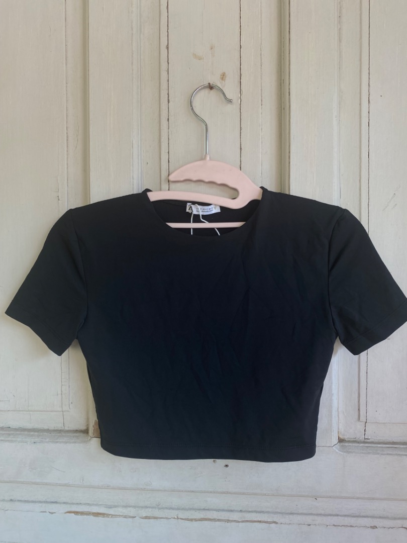 Zara black crop tee • S/M... ;;; main image 0