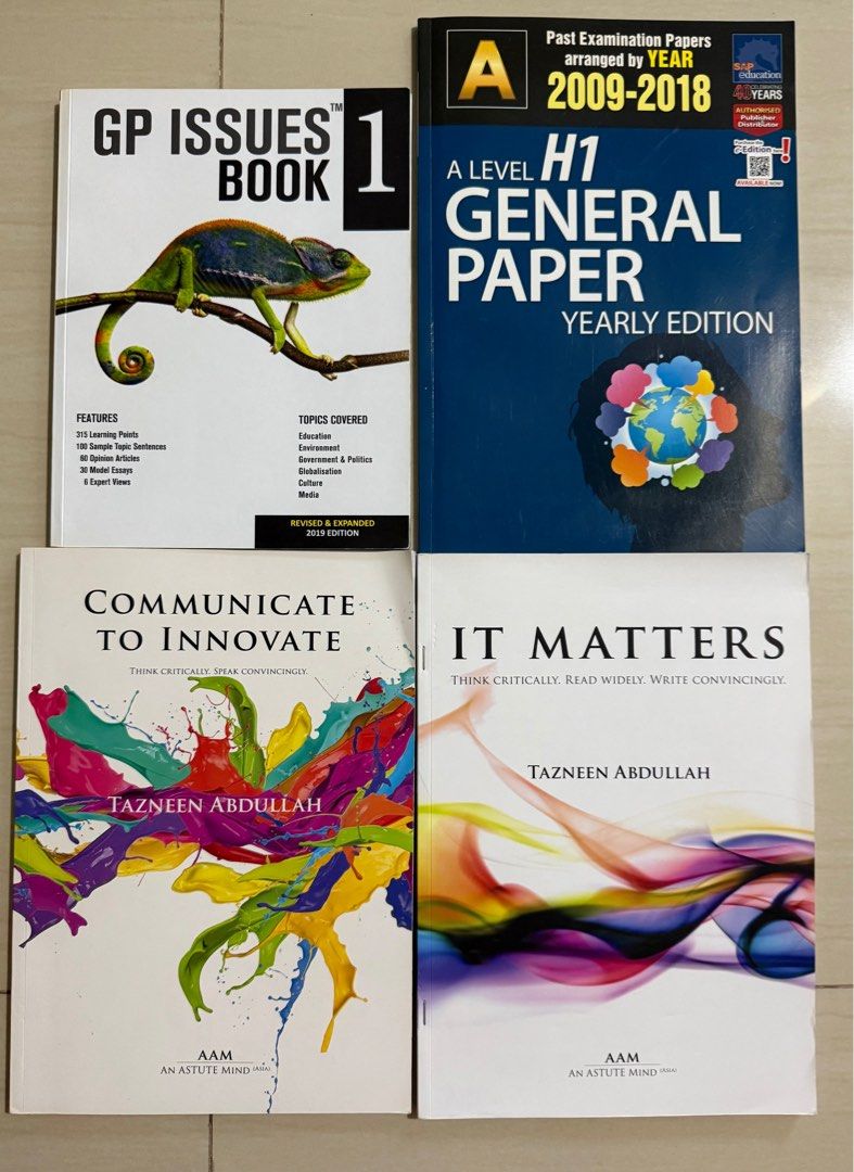A level GP issues, notes bundle (Category: Textbooks) located in Singapore. Submitted by hellodots (Listing ID 1370490129, Image 1). Description: Complete General Paper notes bundle: reading + writing + GP issues book + past year paper Model answer included All together for $15 Best bundled price you will find.