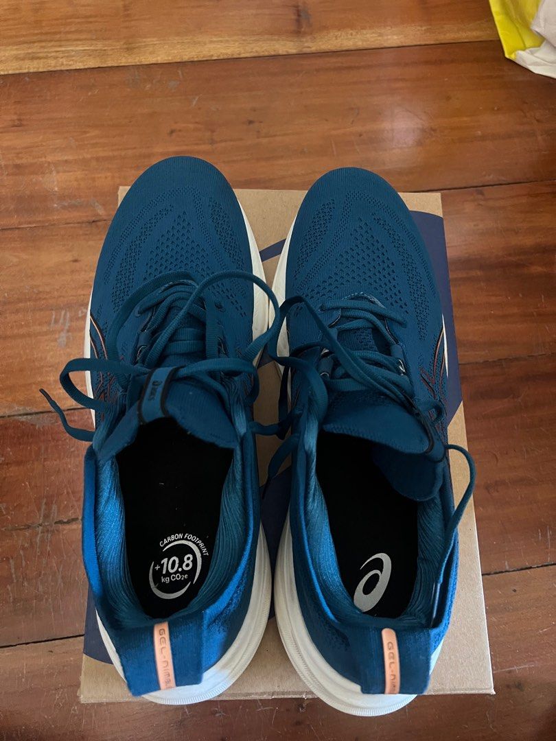 ASICS Gel Nimbus 26 (Category: Sneakers) located in Paranaque City. Submitted by pringlestrue (Listing ID 1370536603, Image 2). Description: SRP: 10,500 Sold out color. Size: 11us Used 3x RFS: can’t run anymore :( Bought December 2024. With receipt and original box. .
