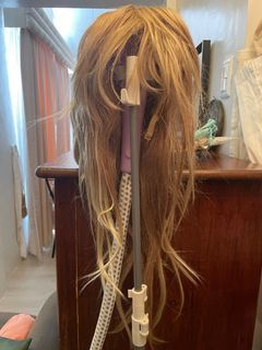 Blonde layered bangs long hair wig