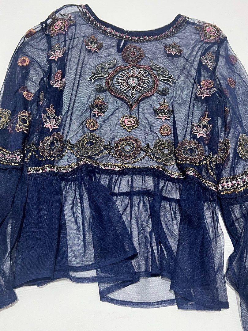 Bohemian Seethrough embroidered top (Category: Others Tops) located in Valenzuela. Submitted by seleng.things (Listing ID 1370504257, Image 2). Description: Medium size personal pre-loved MOD - J&T Express MOP - GCash.