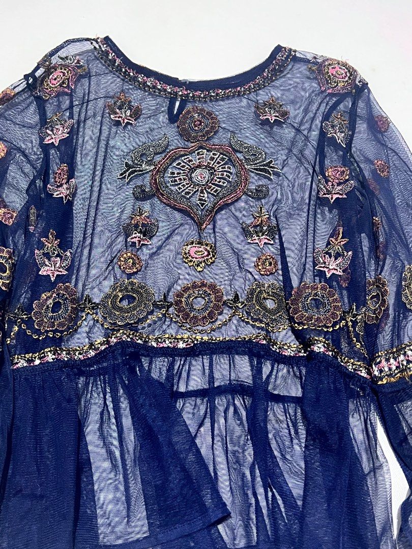 Bohemian Seethrough embroidered top (Category: Others Tops) located in Valenzuela. Submitted by seleng.things (Listing ID 1370504257, Image 3). Description: Medium size personal pre-loved MOD - J&T Express MOP - GCash.