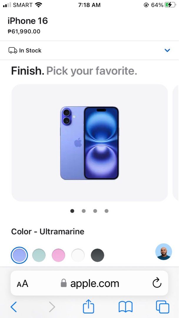 Brand New iPhone16 (Category: iPhone 16 Series) located in Manila. Submitted by nemieglori41209 (Listing ID 1370496119, Image 1). Description: Ultramarine.