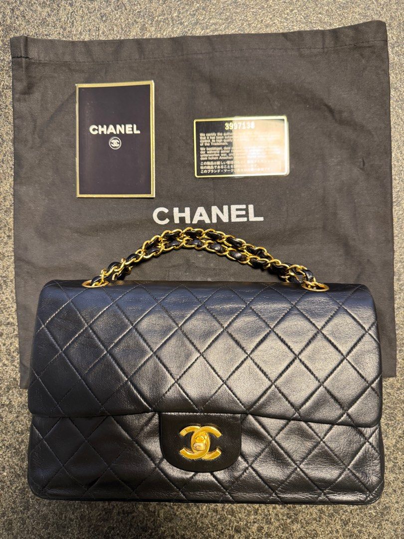 Chanel vintage classic double flap (Category: Bags & Wallets) located in Singapore. Submitted by neeneeneey (Listing ID 1370496187, Image 1). Description: 100% authentic if not I will fully refund you Comes with sticker, booklets and authentication card Bag went for bag spa for a color changed to black color (cost sgd $1200) No fussy buyer please .