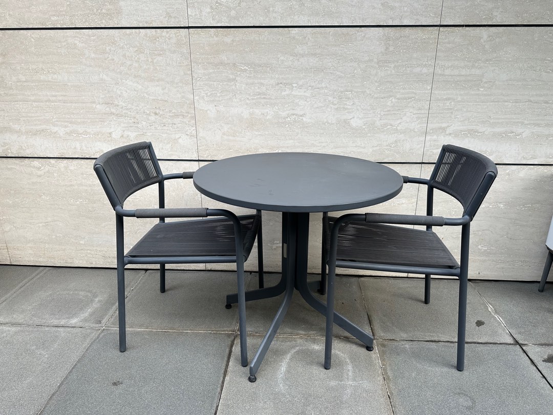 Crate & Barrel outdoor table and chairs, Furniture & Home Living