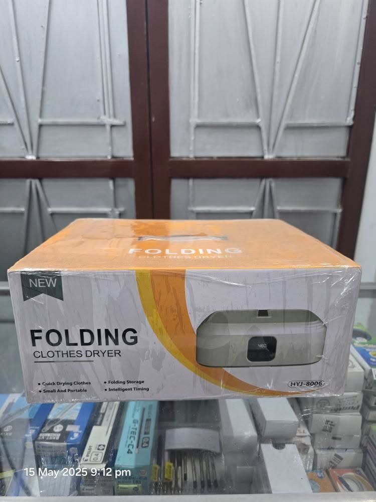 Folding Clothes Dryer (Category: Cleaning Tools & Supplies) located in Santa Rosa. Submitted by dlsud0708 (Listing ID 1370504691, Image 1). Description: Folding Clothes Dryer (Model HYJ-8006) Key Features include: - Quick drying of clothes. - Foldable design for easy storage. - Small and portable for convenience. - Intelligent timing function. - Utilizes UV + PTC drying technology for efficient and fast drying. - Suitable for both household and t