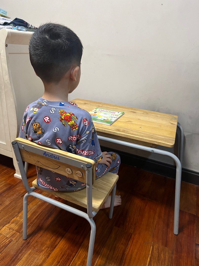 Incy rooms special edition study table with chair set (Category: Other Home Furniture) located in Quezon City. Submitted by TNDHN (Listing ID 1370539245, Image 3). Description: Well taken cared of This is special edition as it has drawer (see photo) Andi and olivia edition Brand new table is 4,050 Brand new chair is 1,400 Selling both for 3,000 Photo shown is a 5 year old and 10 year old Pickup Banawe Qc No meet ups Lalamove booked and paid by bu