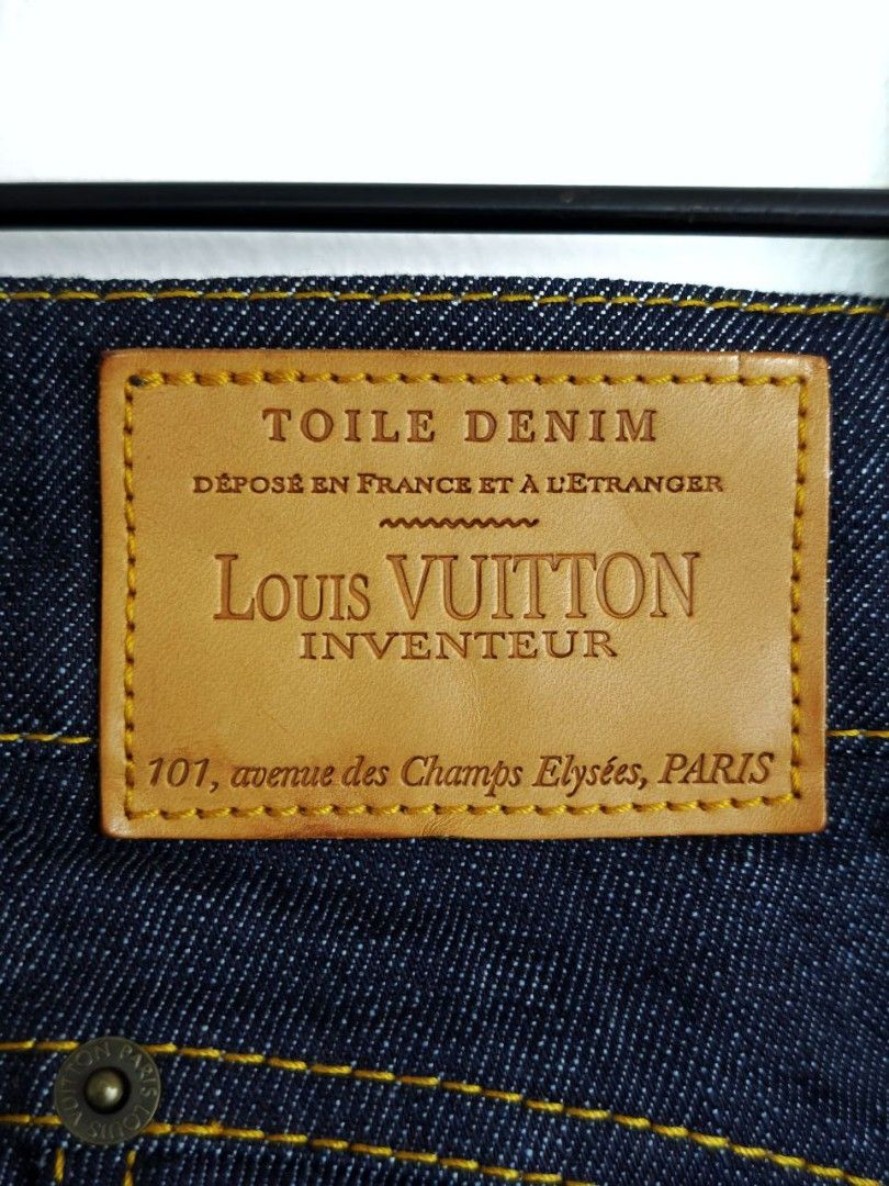 Louis Vuitton Cotton Denim Capri Pants (Category: Luxury Apparel) located in Cavite. Submitted by _collectorschoice_ (Listing ID 1370596287, Image 1). Description: ° Dark blue color with yellow stitching, monogram flower embroidery on the side ° This stylish piece from Louis Vuitton is ideal for casual days ° Made from 100% cotton ° They are styled with contrast stitching ° Button closure and are designed to offer a good fit ° Pair with simple te