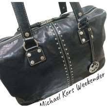 Michael Kors Large Duffle Weekender Travelling Bag (Category: Luxury Bags & Wallets) located in Manila. Submitted by shopaholic_gurl (Listing ID 1370509157, Image 2). Description: Excellent condition Black mk leather Studded travelling bag Big enough to carry a week’s essential.