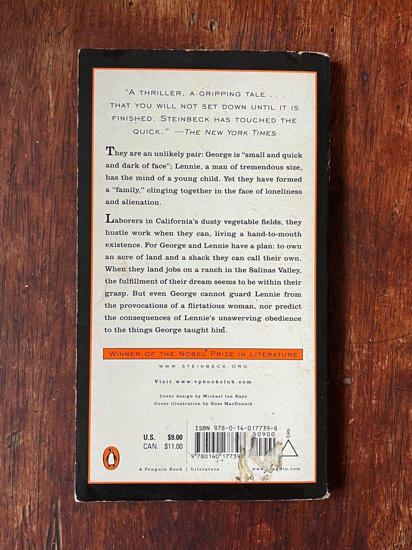 Of Mice and Men - John Steinbeck (Category: Storybooks) located in Quezon City. Submitted by politisko (Listing ID 1370445267, Image 2). Description: Of Mice and Men - John Steinbeck Penguin Edition.