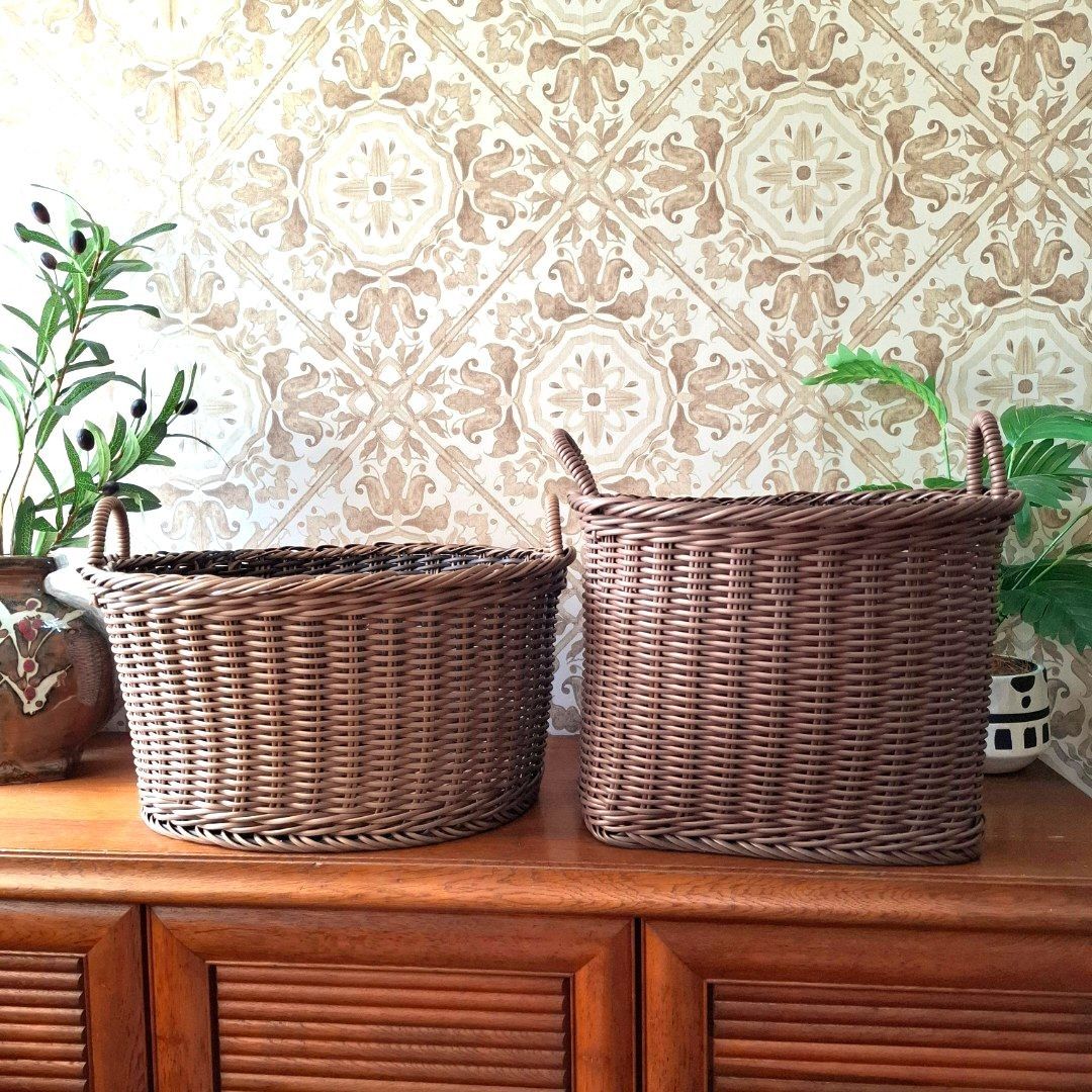 Plastic woven baskets 2pcs organizer gift basket (Category: Storage Boxes & Baskets) located in Dasmarinas. Submitted by millennialmeetsvintage (Listing ID 1366777327, Image 2). Description: brand new price is 1400 each selling both for 2k like new condition easy to clean, washable last price posted no haggling pls 🌍ships from DASMA, CAVITE 🚚 shipping via Lalamove only ❌no reservations, first-to-pay basis ❌no physical store, no walk-ins ❌no COD