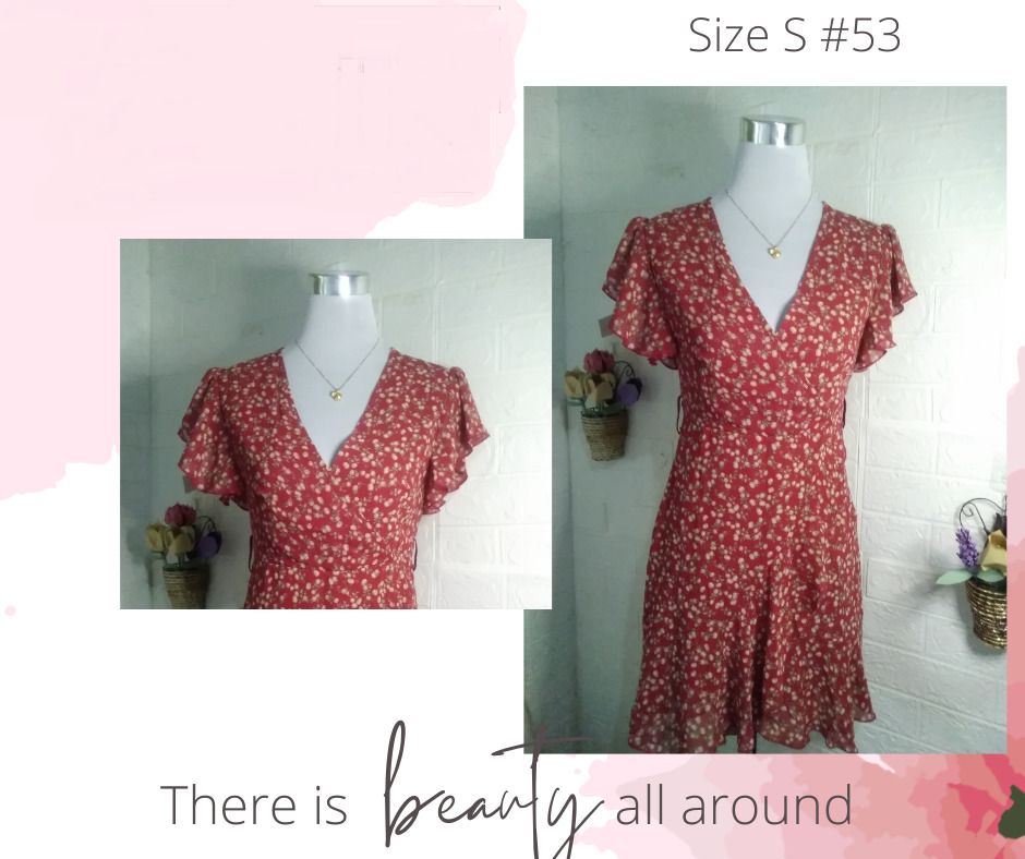 Shein Floral Ruffle Dress (Category: Evening dresses & gowns) located in Quezon City. Submitted by stylishchic08 (Listing ID 1370506276, Image 1). Description: 🌸 Chic Floral Elegance – SHEIN Dress (Size S) 🌸 Turn heads with this effortlessly flattering V-neck floral dress from SHEIN. Featuring flutter sleeves, a soft cinched waist, and a flowy hem — it’s perfect for brunch dates, garden parties, or a casual day out. Lightweight fabric keeps you