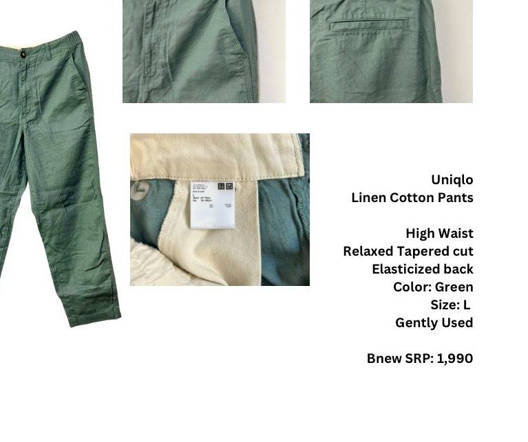 Uniqlo Linen Cotton Pants (Category: Other Bottoms) located in Manila. Submitted by micag (Listing ID 1370557323, Image 1). Description: .