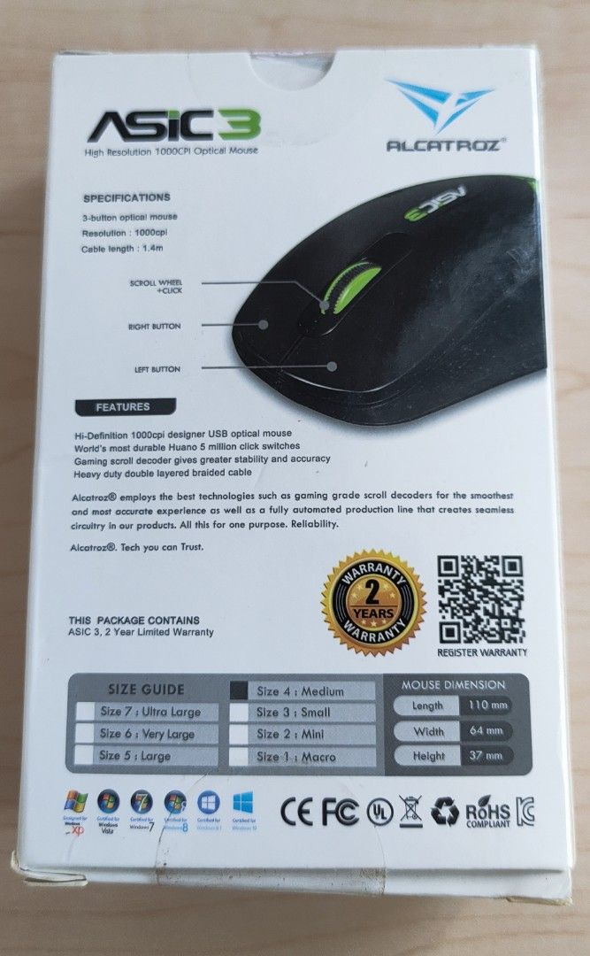 Alcatroz ASIC3 wired optical mouse63205309547011111