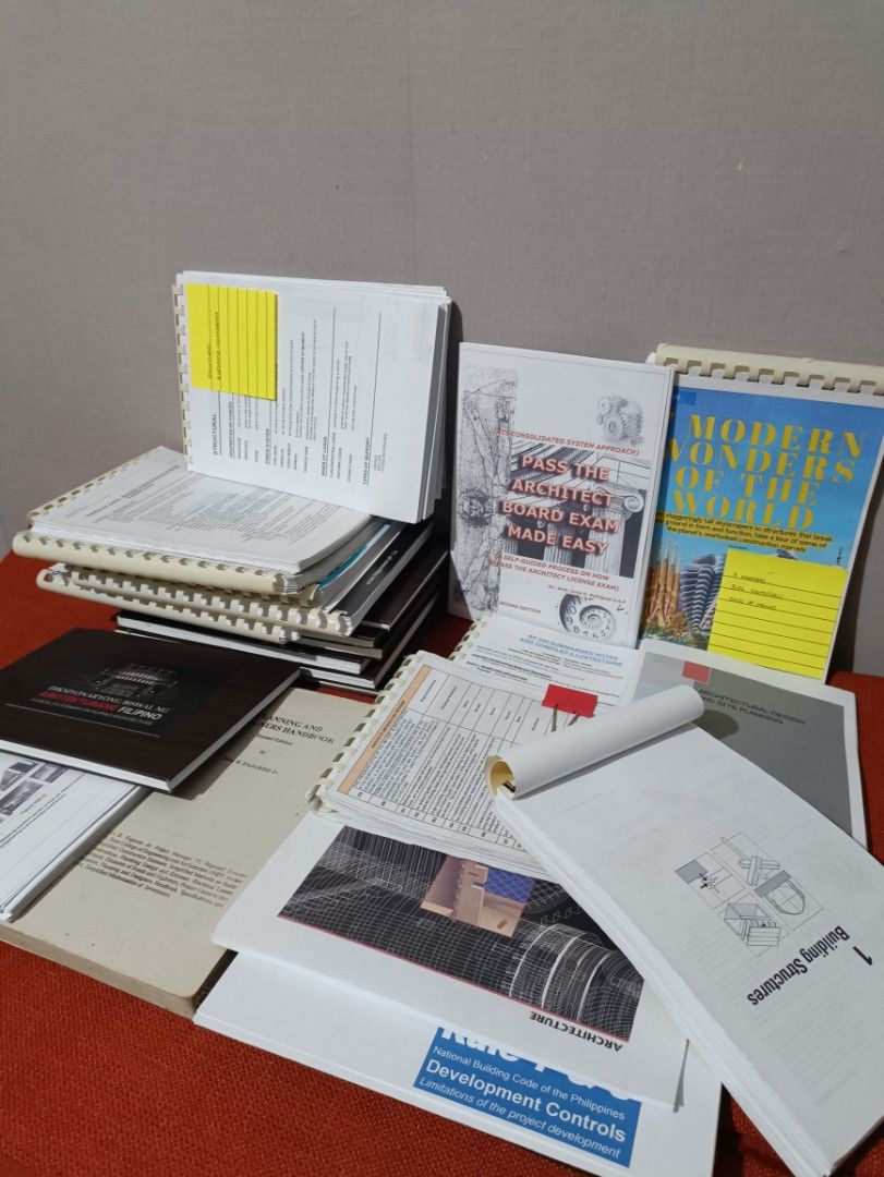 ALE - Architecture Licensure Exam Reviewers Bundle (Category: Textbooks) located in Manila. Submitted by krishna_ayanami (Listing ID 1370782828, Image 1). Description: 70+Assorted ALE Review materials/booklets from various review centers and other sources..