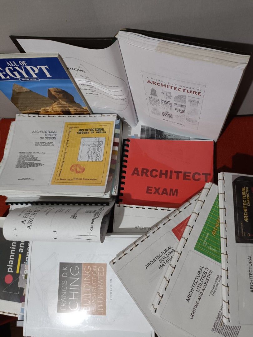ALE - Architecture Licensure Exam Reviewers Bundle (Category: Textbooks) located in Manila. Submitted by krishna_ayanami (Listing ID 1370782828, Image 2). Description: 70+Assorted ALE Review materials/booklets from various review centers and other sources..